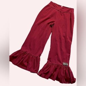 MATILDA JANE Burgundy Carpool Full Length Big Ruffles, Size Medium, EUC.